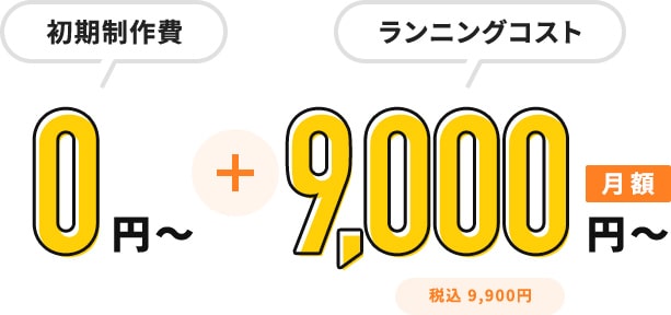 初期製作費 10万円 + ランニングコスト 3,000円